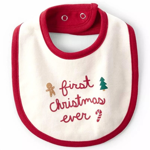 Baby's First Christmas Ever Bib NWT - Infant Baby Teething Holiday Santa Photo🎄 - Picture 1 of 3